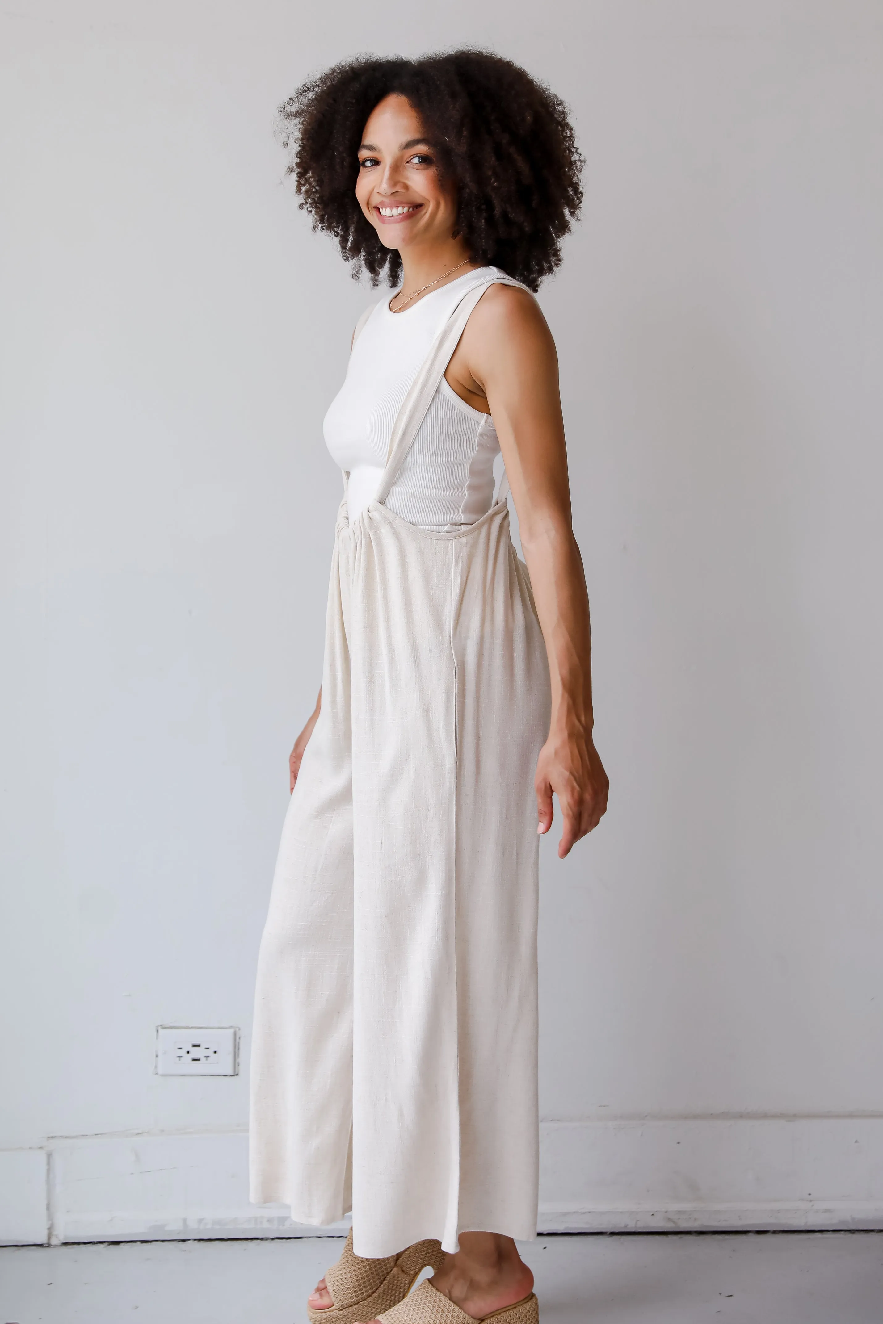 FINAL SALE - Carefree Perfection Linen Suspender Jumpsuit