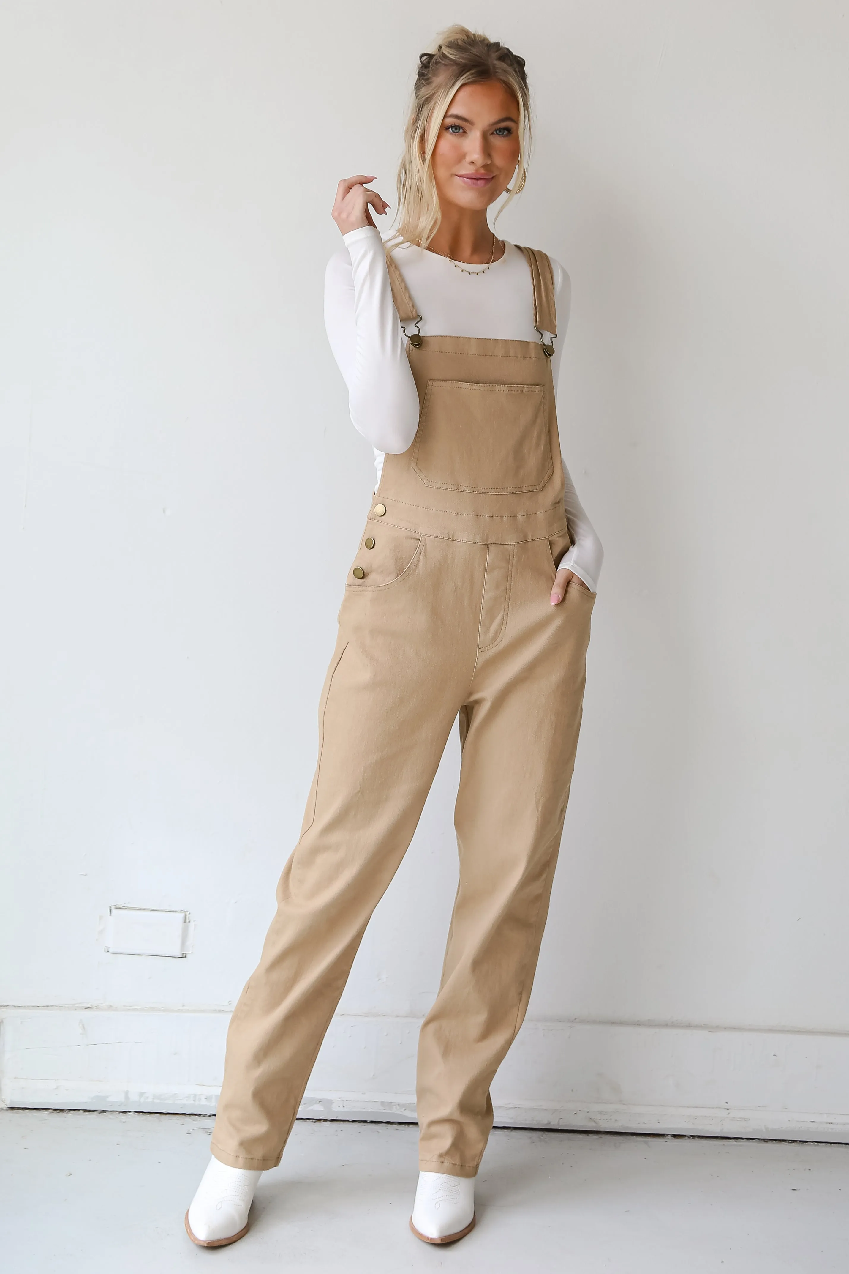 FINAL SALE - Feeling Confident Khaki Overalls