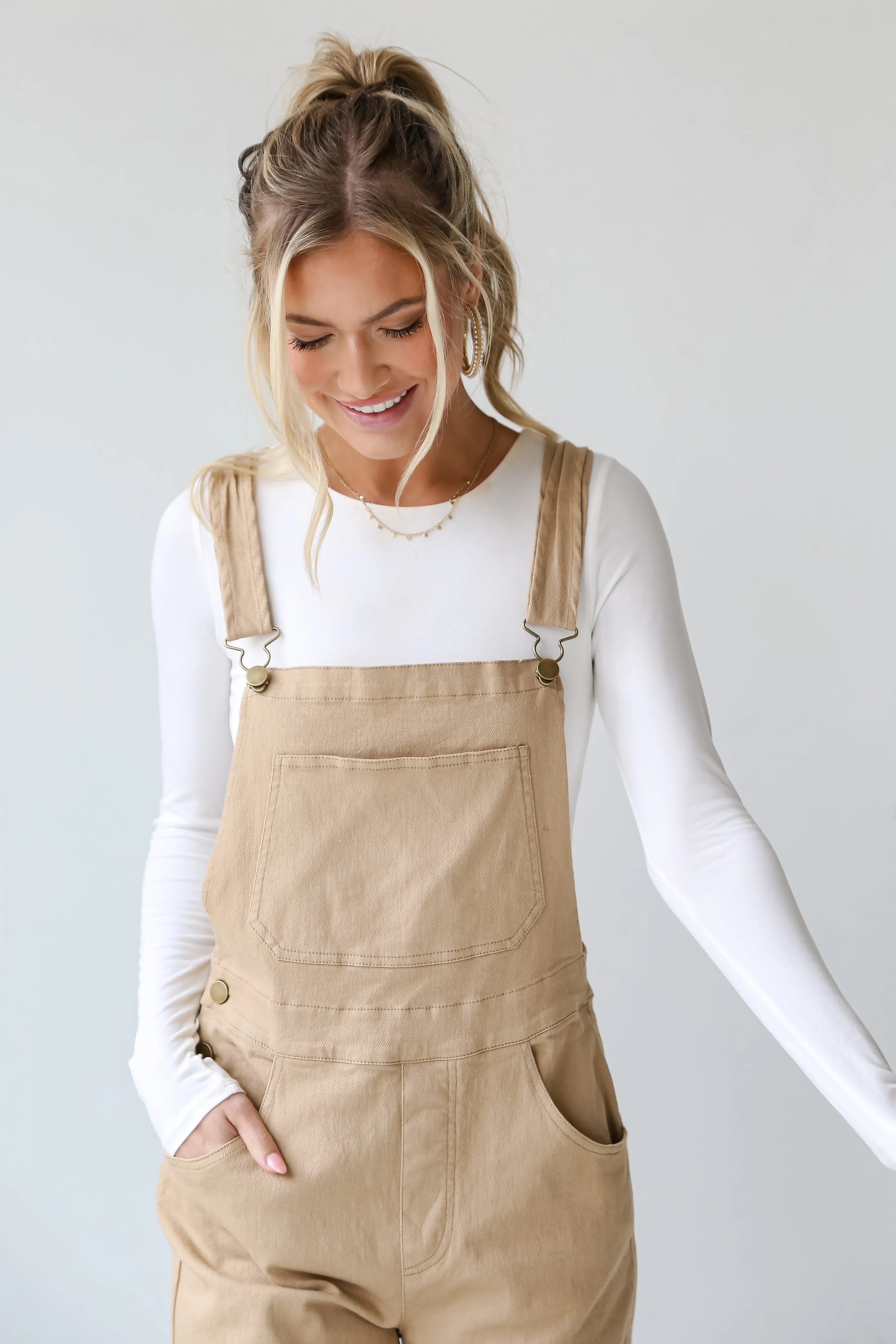 FINAL SALE - Feeling Confident Khaki Overalls