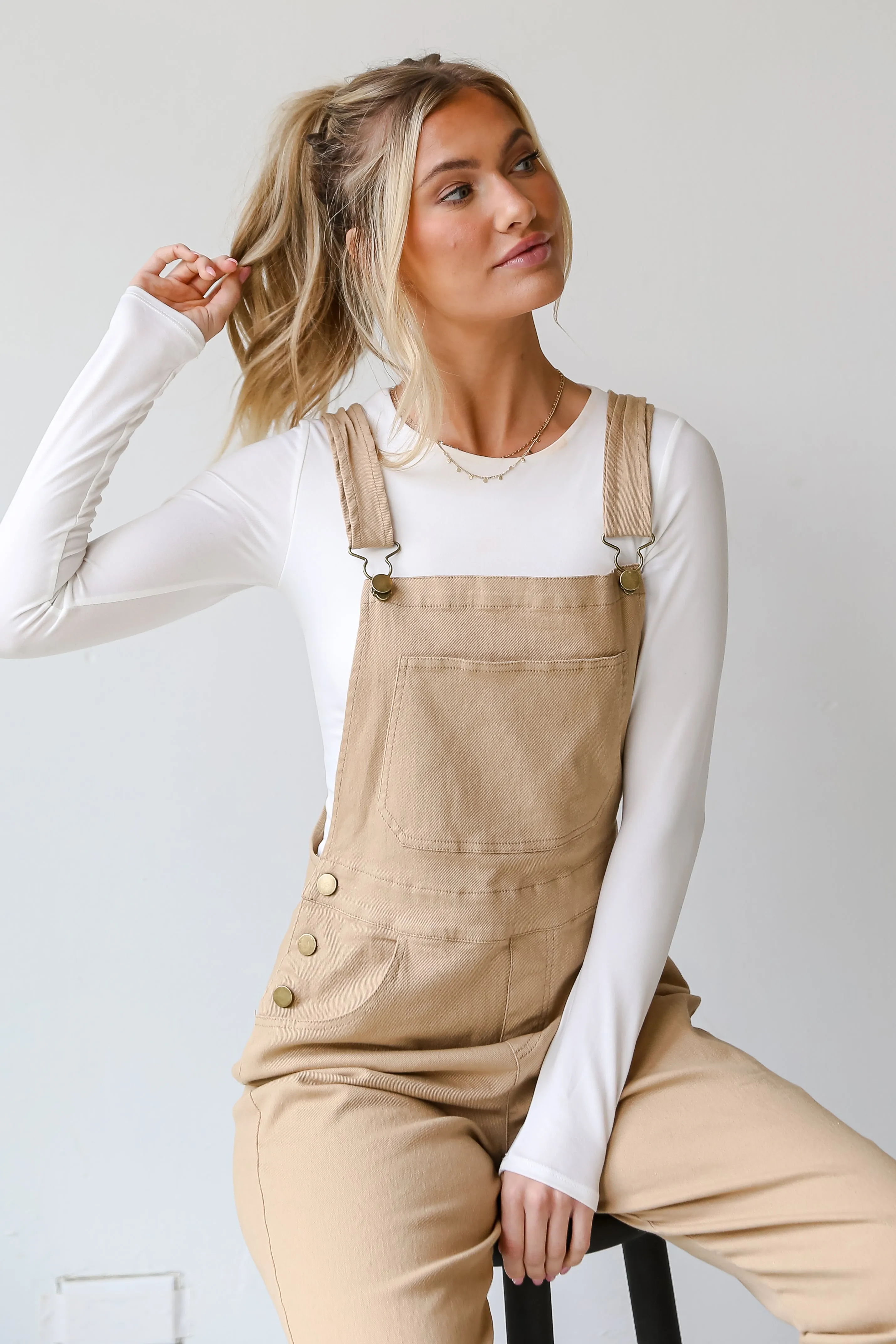 FINAL SALE - Feeling Confident Khaki Overalls