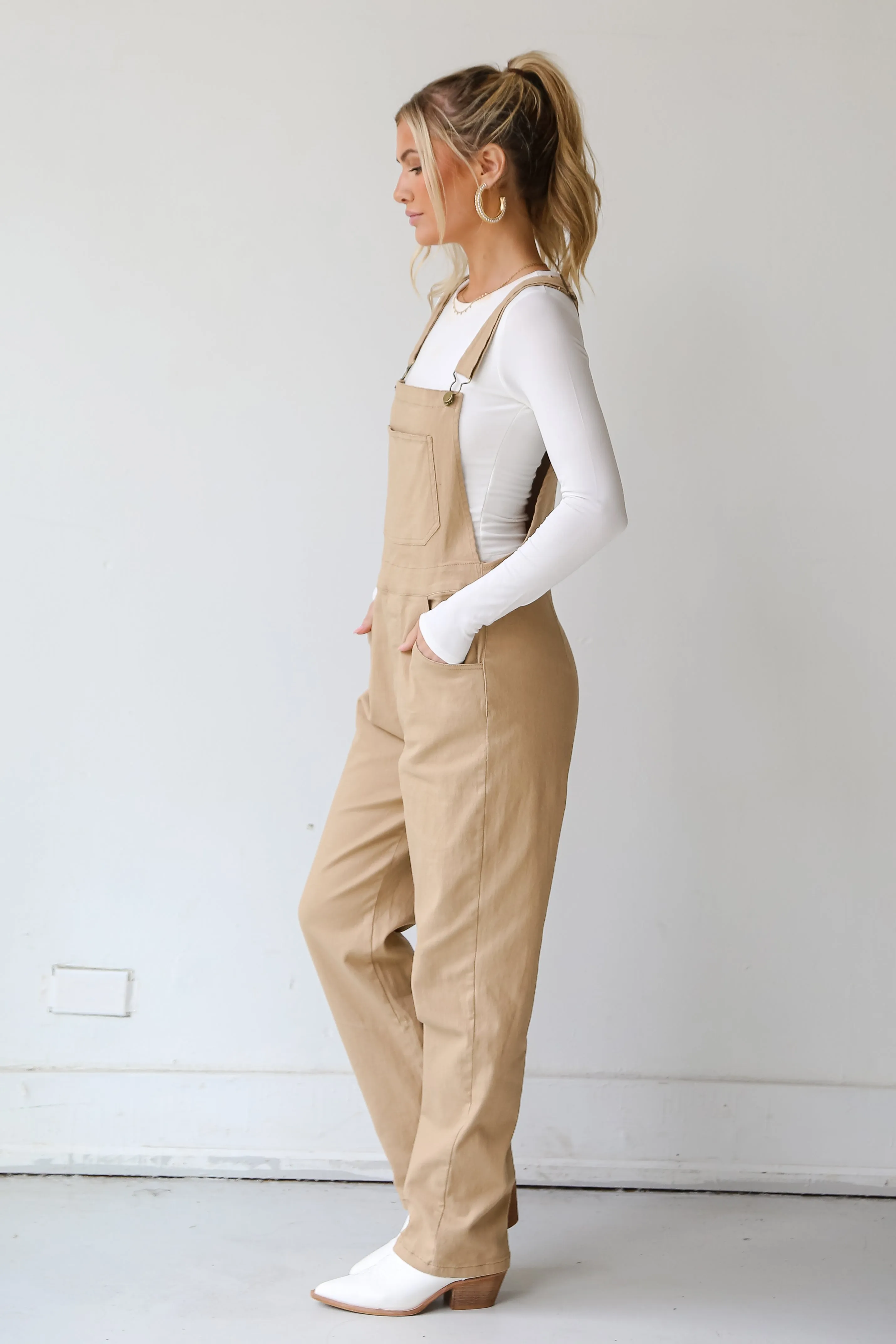 FINAL SALE - Feeling Confident Khaki Overalls