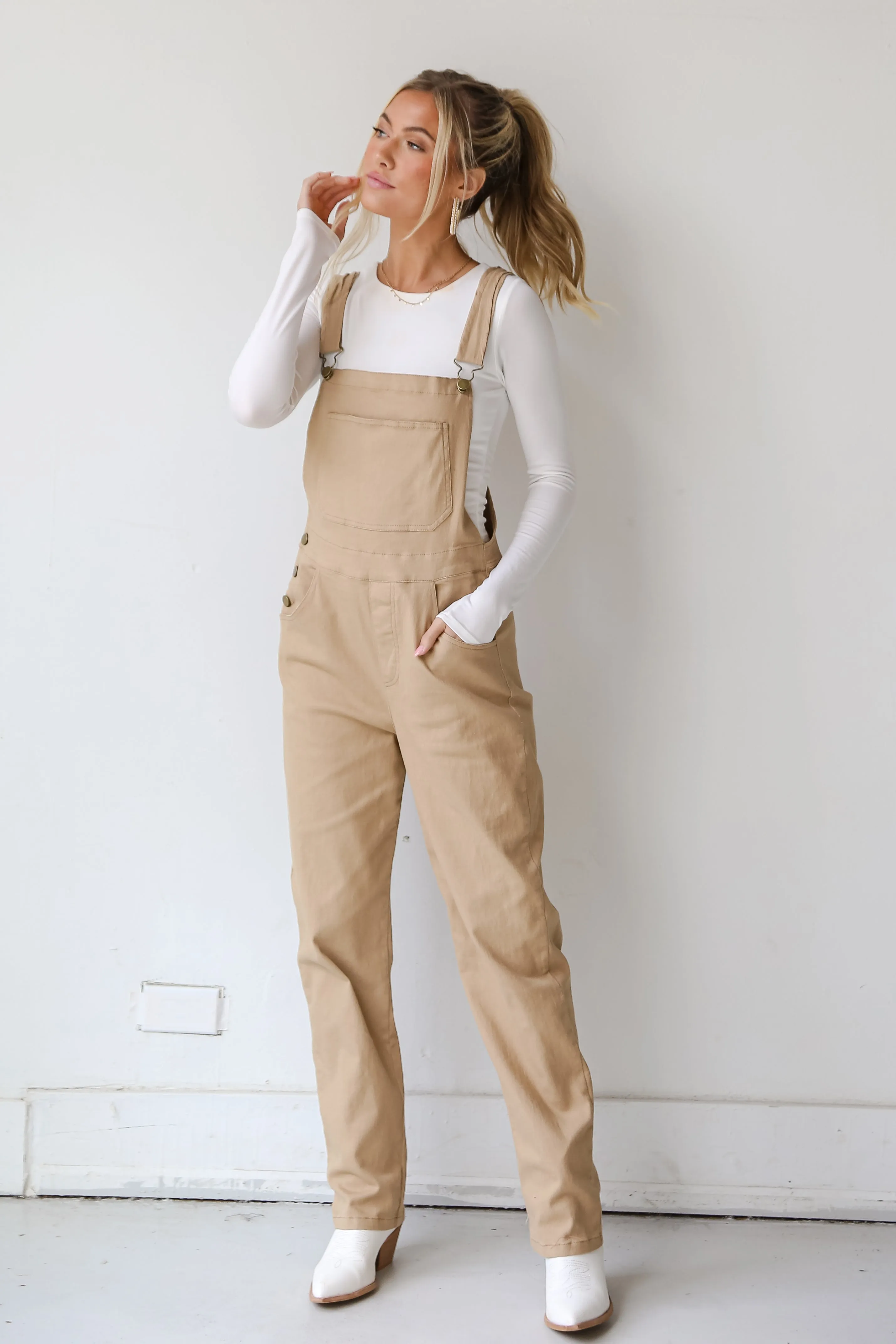 FINAL SALE - Feeling Confident Khaki Overalls