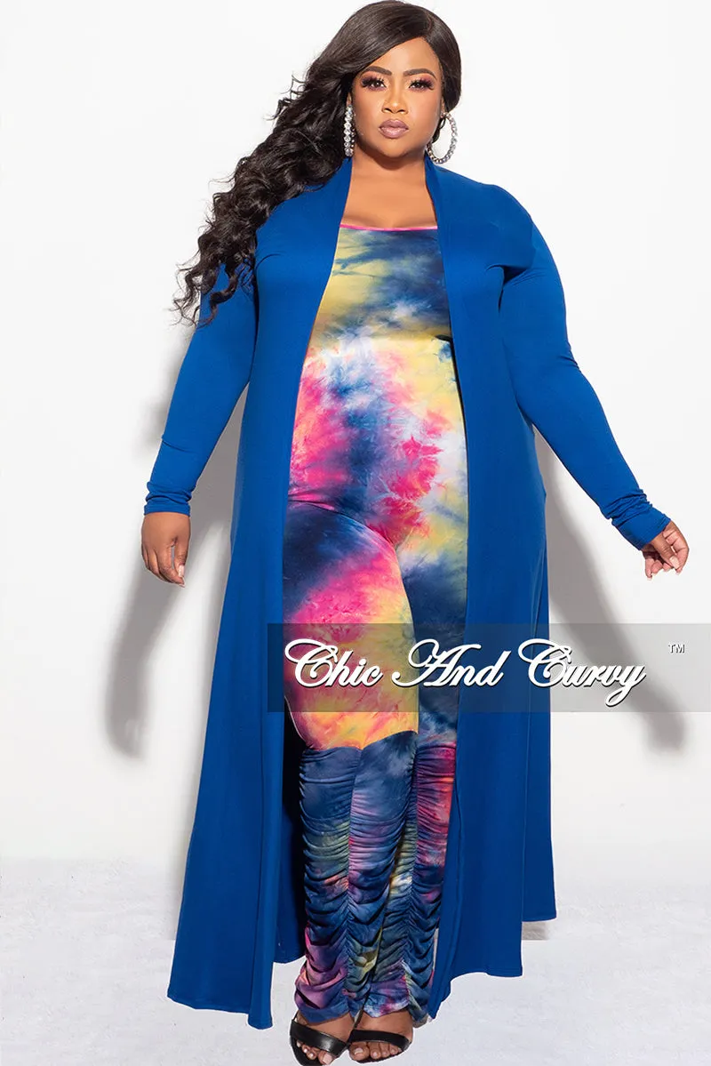 Final Sale Plus Size Spaghetti Strap Jumpsuit in Dark Neon Tie Dye