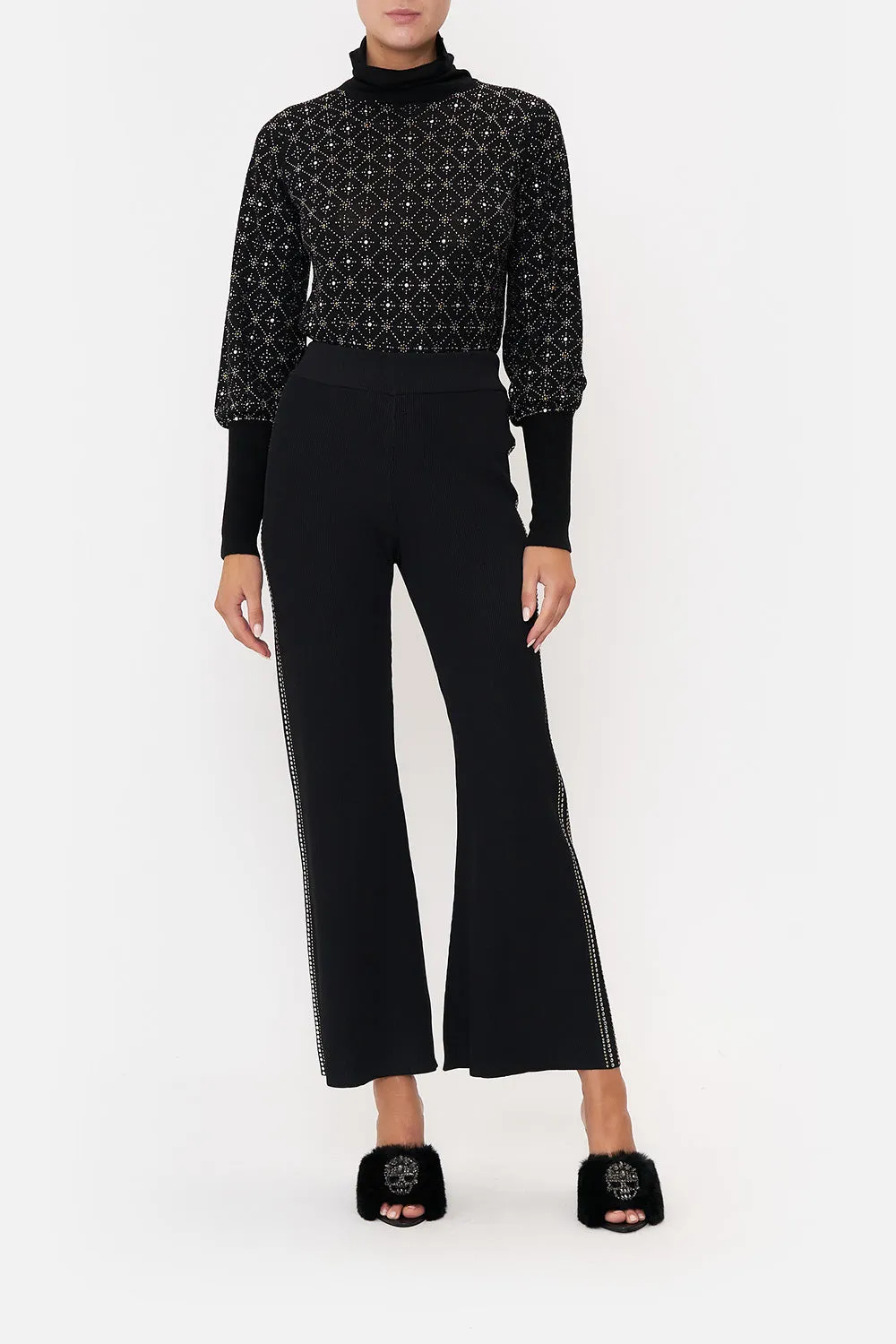 FLARED JACQUARD KNIT PANT DANCE WITH DUENDE