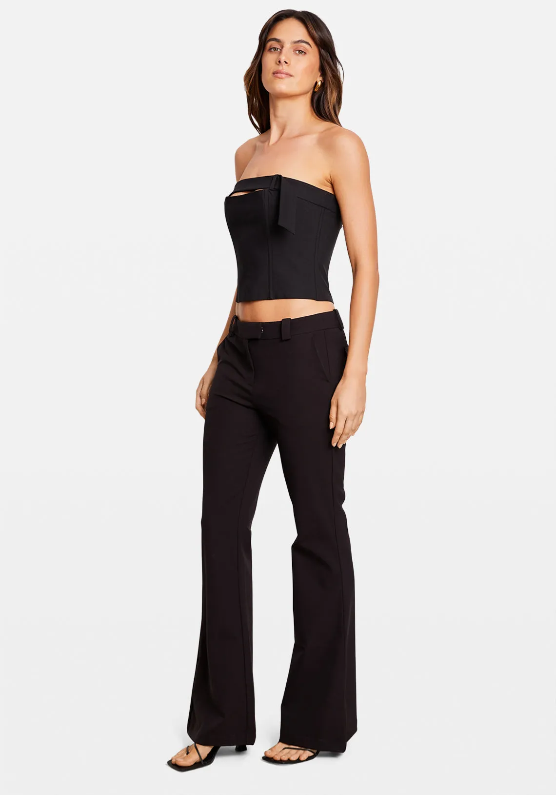 FLARED MID RISE PANT BLACK