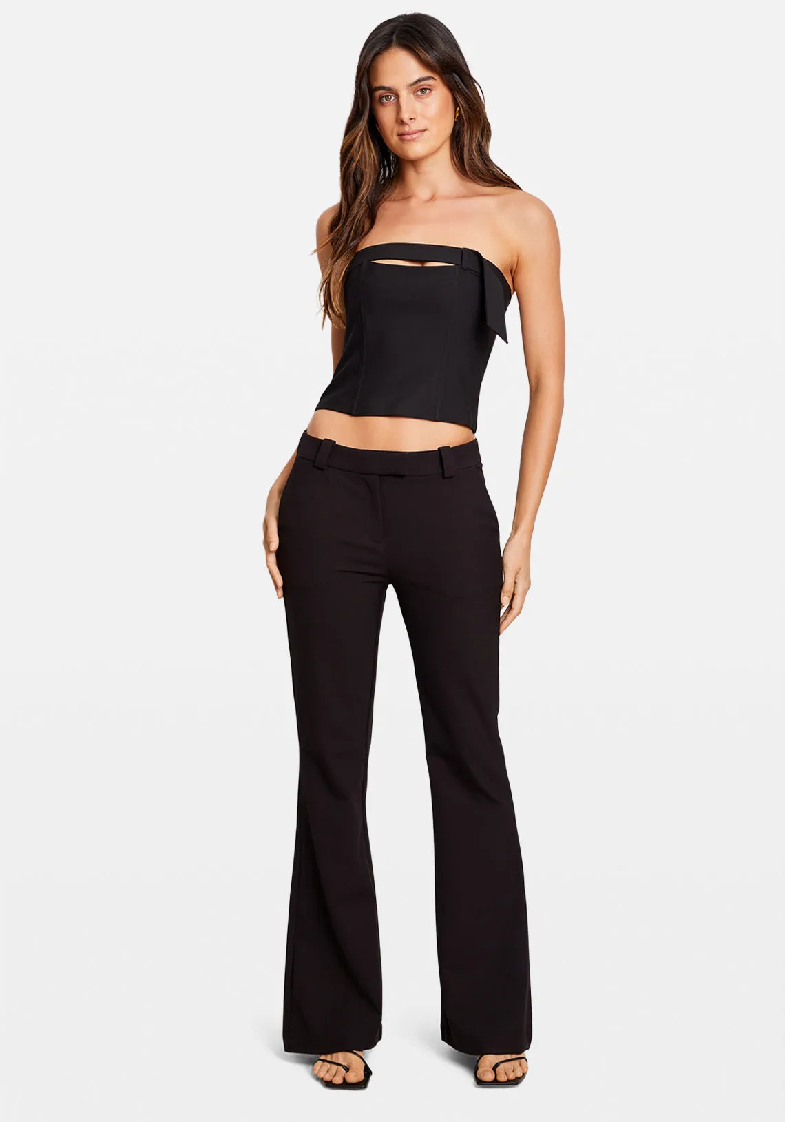 FLARED MID RISE PANT BLACK