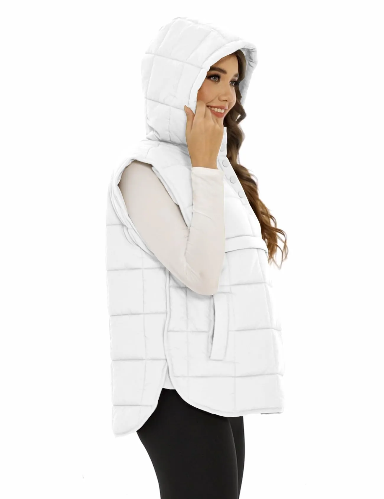 Flygo Women Quilted Pullover Puffer Vest Jacket Oversized Lightweight Sleeveless Down Vests Outerwear