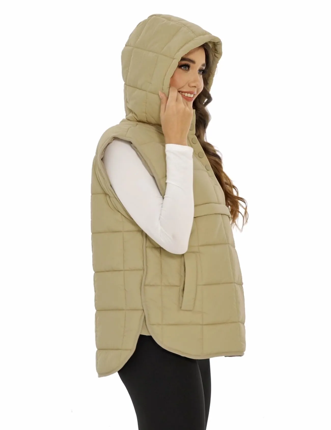 Flygo Women Quilted Pullover Puffer Vest Jacket Oversized Lightweight Sleeveless Down Vests Outerwear