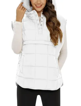 Flygo Women Quilted Pullover Puffer Vest Jacket Oversized Lightweight Sleeveless Down Vests Outerwear