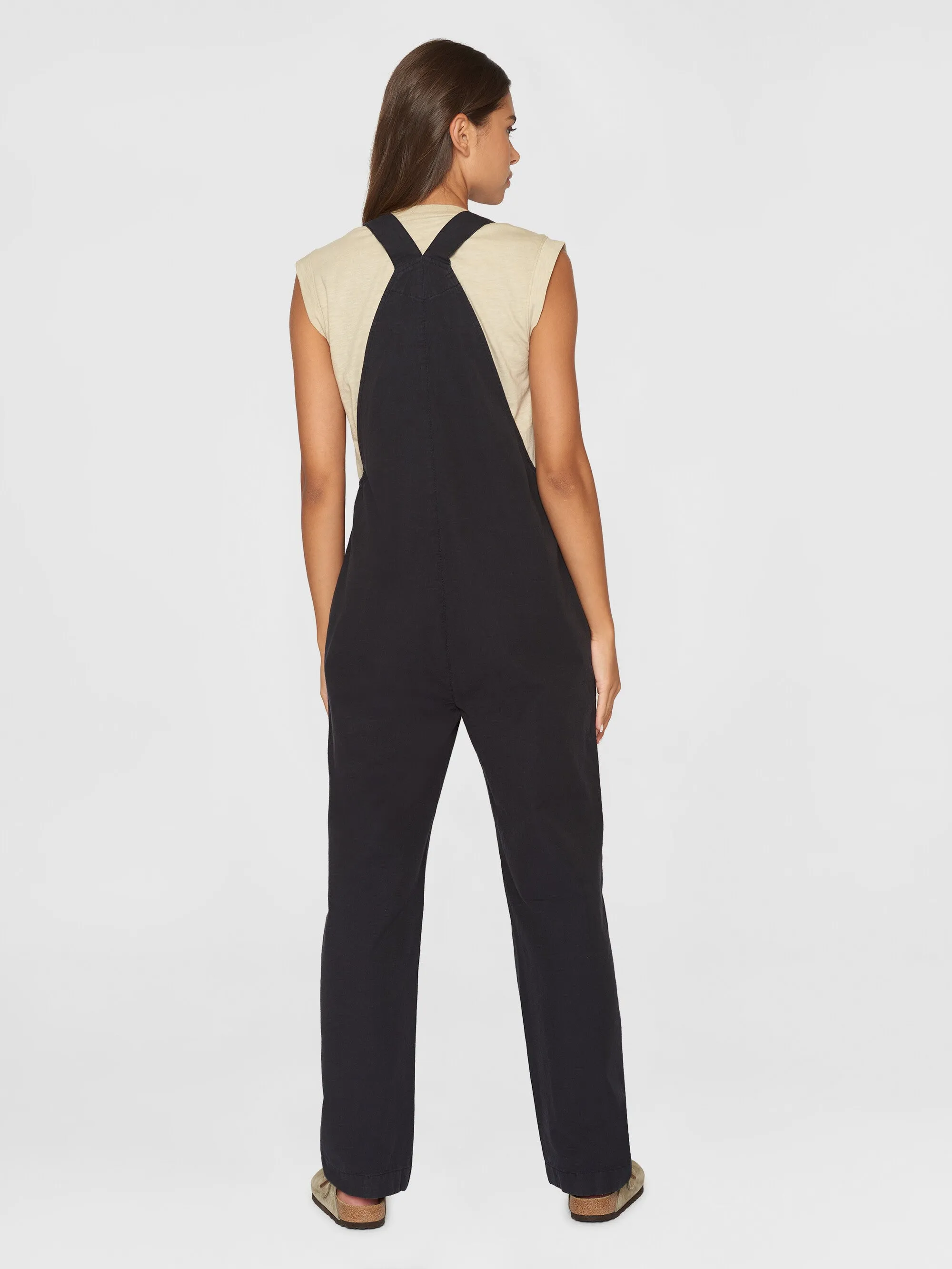 GALE straight slub yarn jumpsuit - GOTS/Vegan - Black Jet