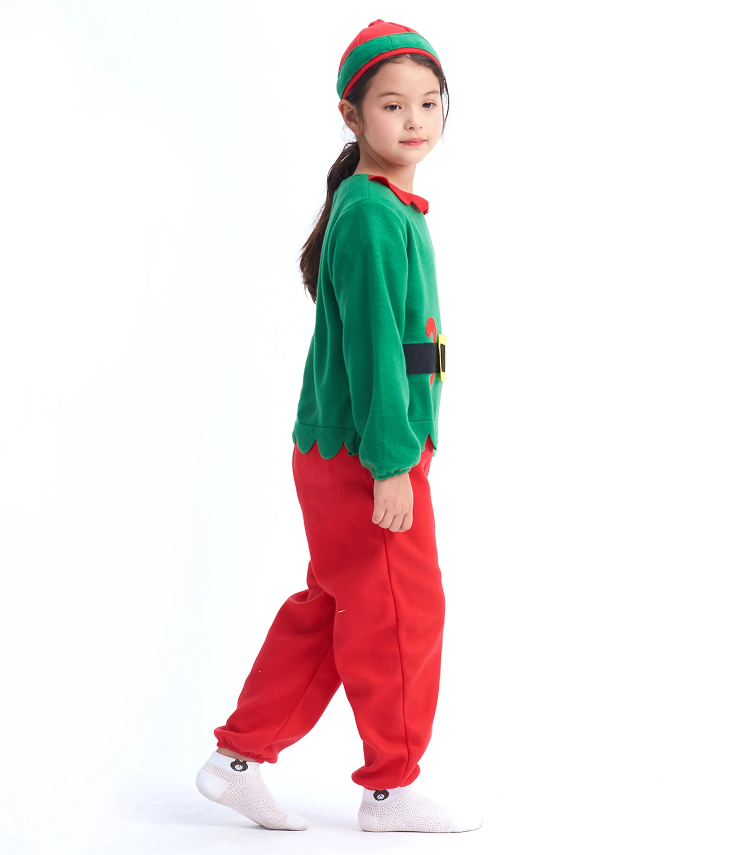 Girls Elf Costume Unisex Kids Christmas Jumpsuit Toddler Pajamas for Cos-play Fancy Party