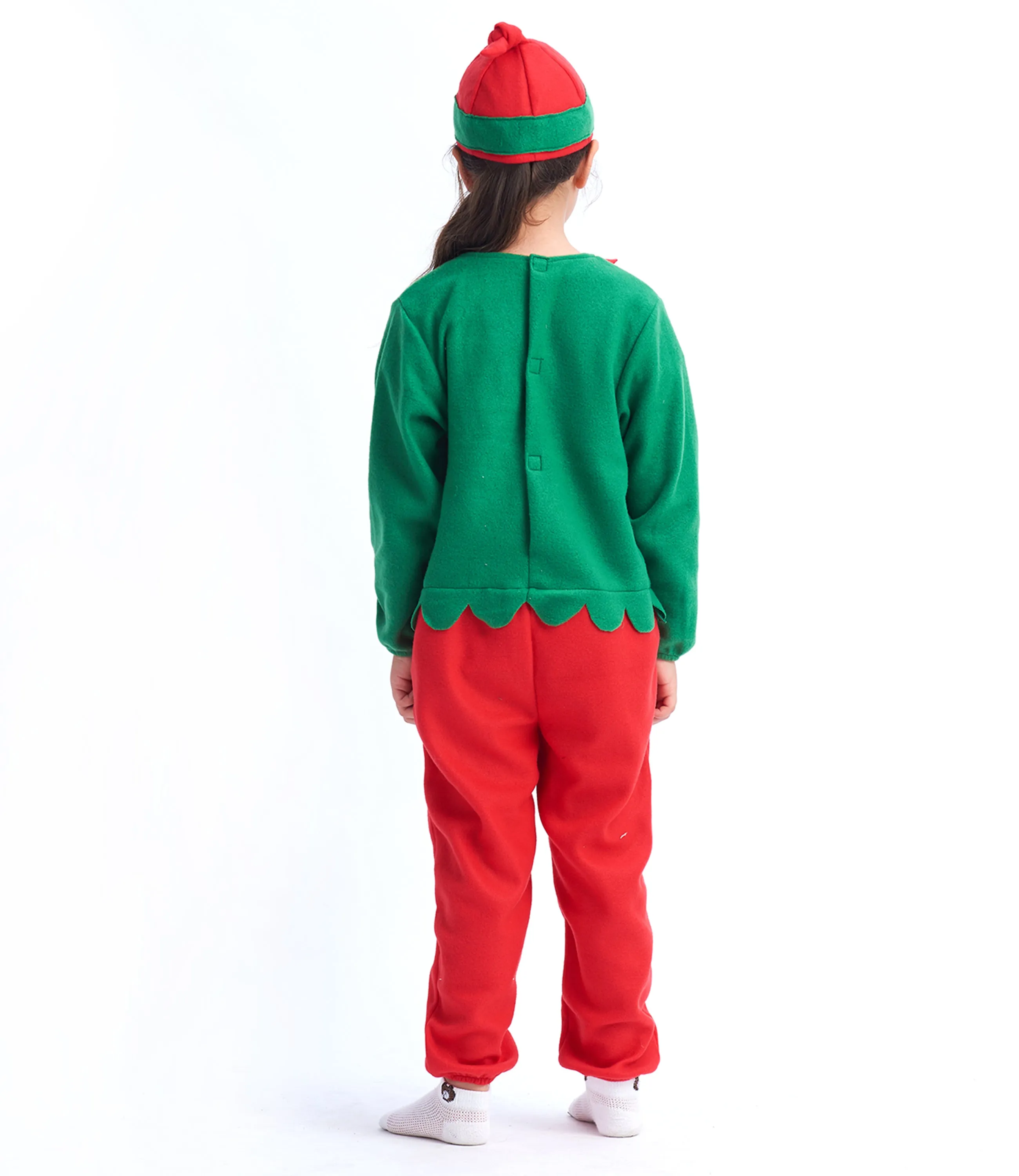 Girls Elf Costume Unisex Kids Christmas Jumpsuit Toddler Pajamas for Cos-play Fancy Party