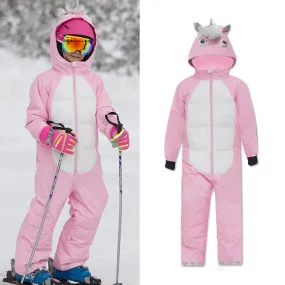 Girls Unisex Waterproof Winter Animal Friendly One Piece Jumpsuit Snowsuits