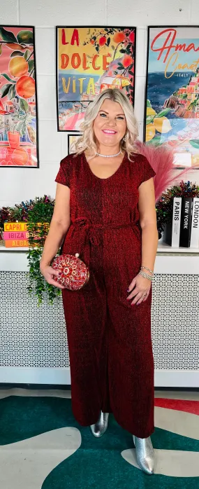 Glitter Diva Jumpsuit - Red