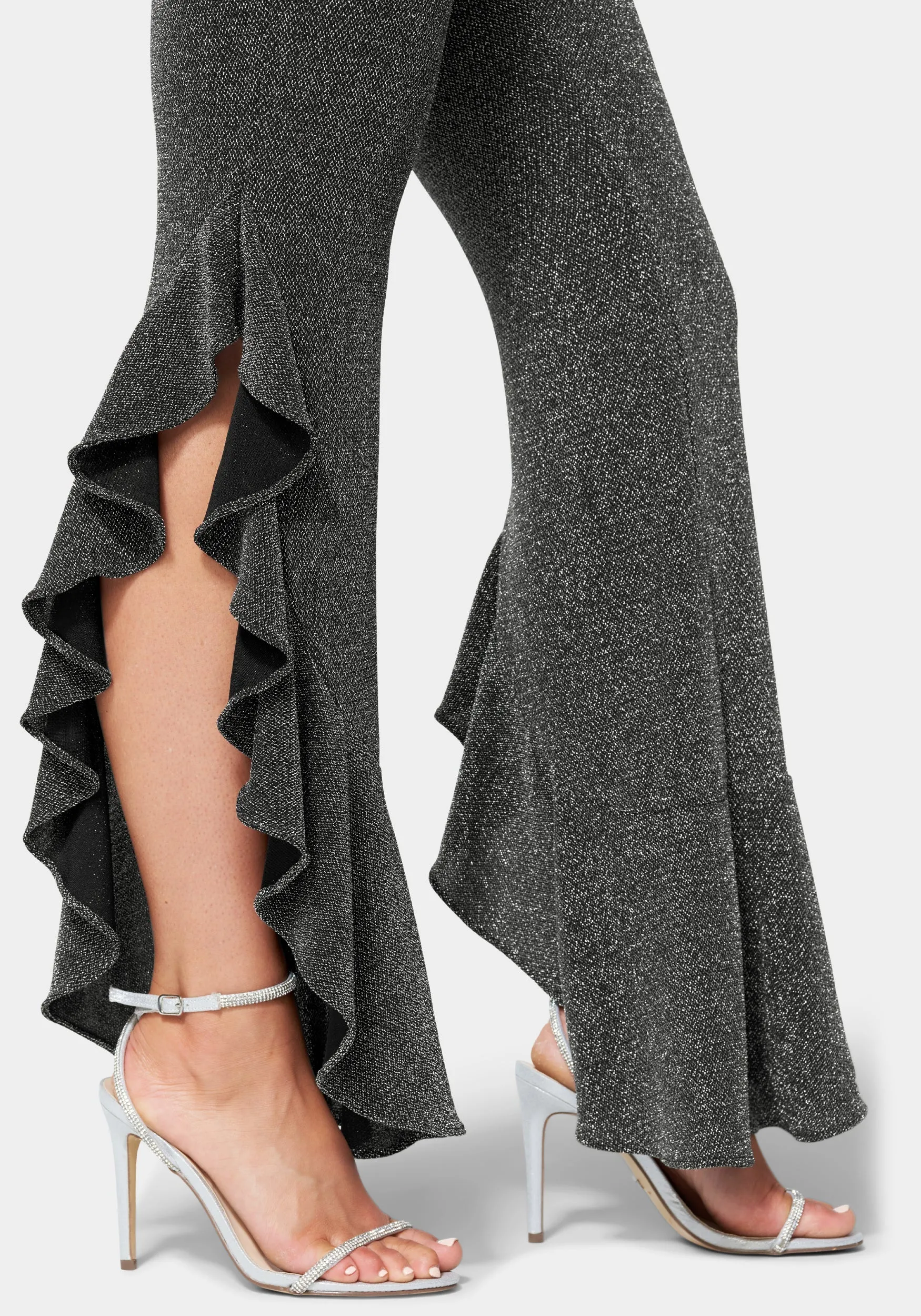 Glitter Knit Ruffle Leg Jumpsuit