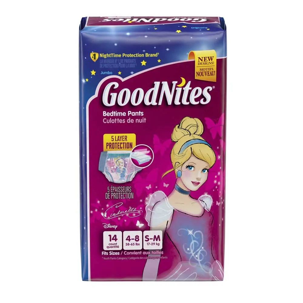 GoodNites Disposable Pull On Underwear for Girls, Heavy Absorbency, Small/Medium, Pack of 14