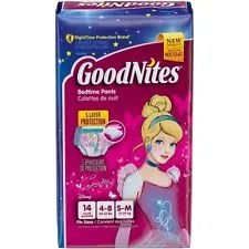 GoodNites Disposable Pull On Underwear for Girls, Heavy Absorbency, Small/Medium, Pack of 14