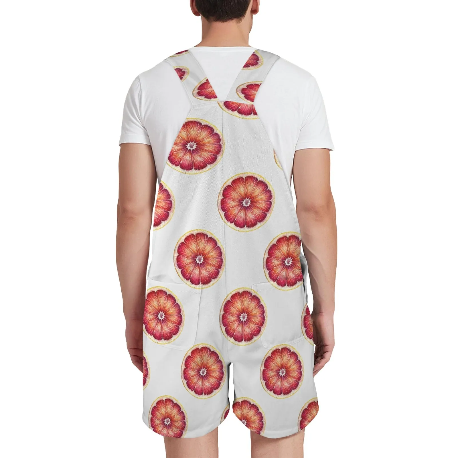 grapefruit wheel print Unisex Shorts Suspender Jumpsuit (Model L78)