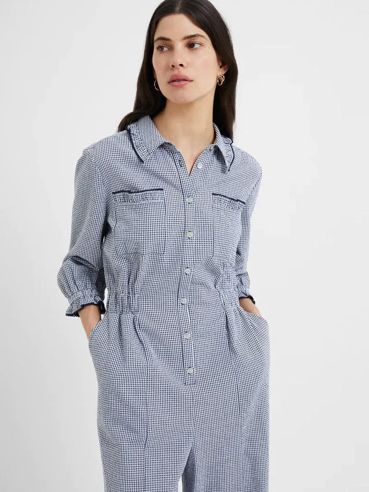 Great Plains Salerno Gingham Jumpsuit Summer Navy White