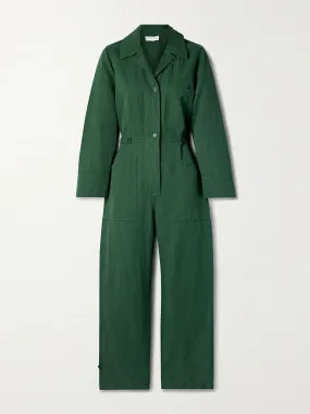 Green linen-blend jumpsuit