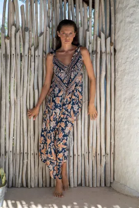 Gypsy Jumpsuit in Premium Turks and Caicos Navy Orange