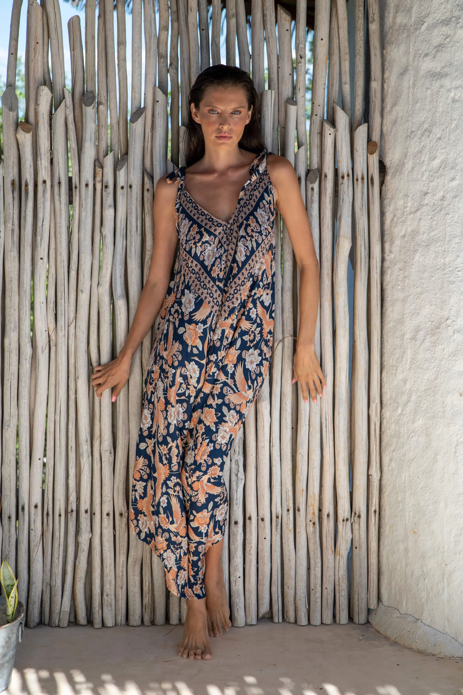 Gypsy Jumpsuit in Premium Turks and Caicos Navy Orange