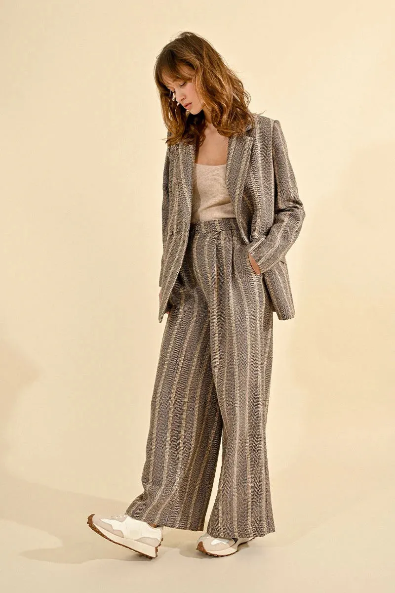 Herringbone Wide-Leg Pants