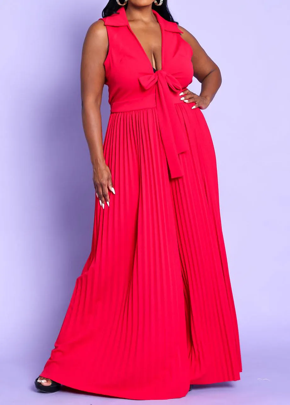 Hi Curvy Plus Size Women Sleeveless Pleated Wide Jumpsuit Made In USA