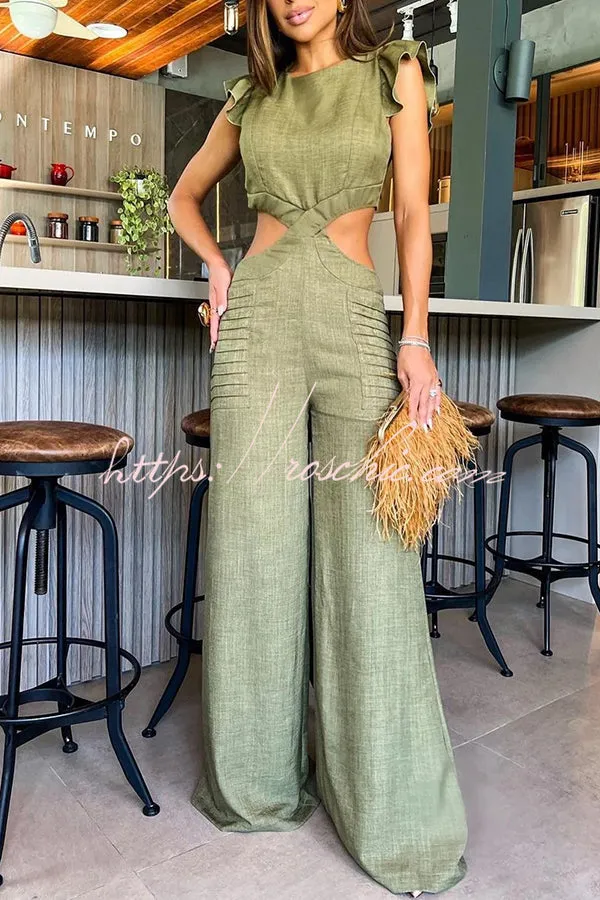 Hidden Zipper Loose High Rise Wide Leg Jumpsuit