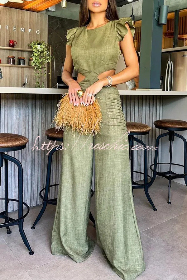 Hidden Zipper Loose High Rise Wide Leg Jumpsuit