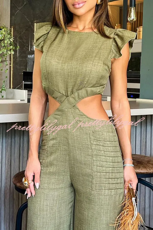 Hidden Zipper Loose High Rise Wide Leg Jumpsuit