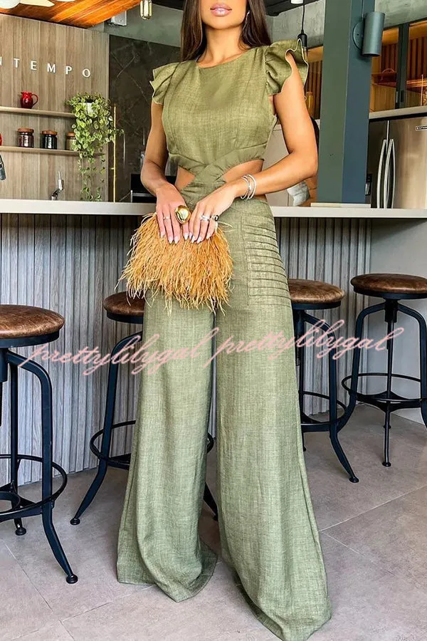 Hidden Zipper Loose High Rise Wide Leg Jumpsuit