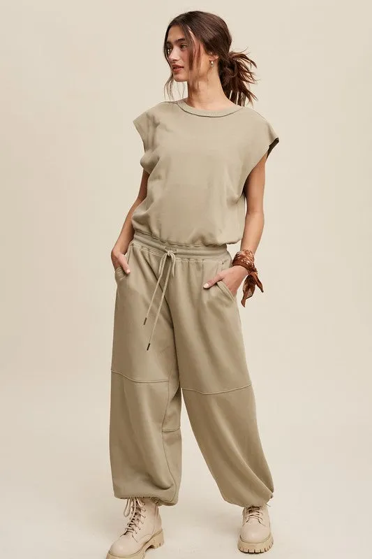 Hot Girl Athleisure French Terry Loose Jogger Jumpsuit