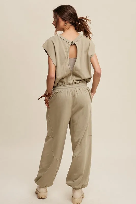 Hot Girl Athleisure French Terry Loose Jogger Jumpsuit