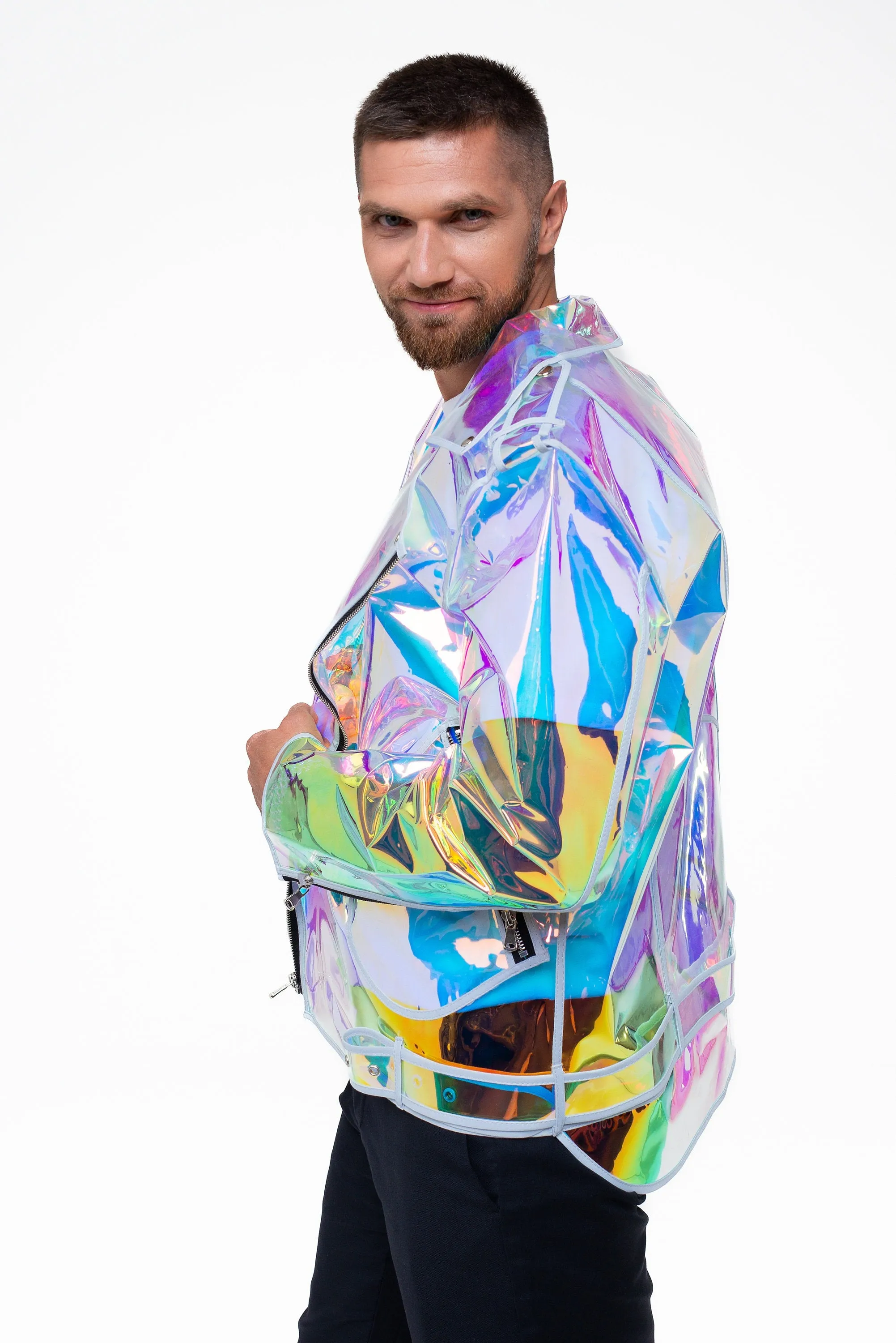 Iridescent Men's Biker Jacket! Gloss Moto Jacket