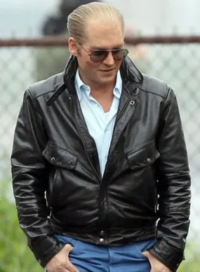 JOHNNY DEPP BLACK MASS LEATHER JACKET - LJH0744