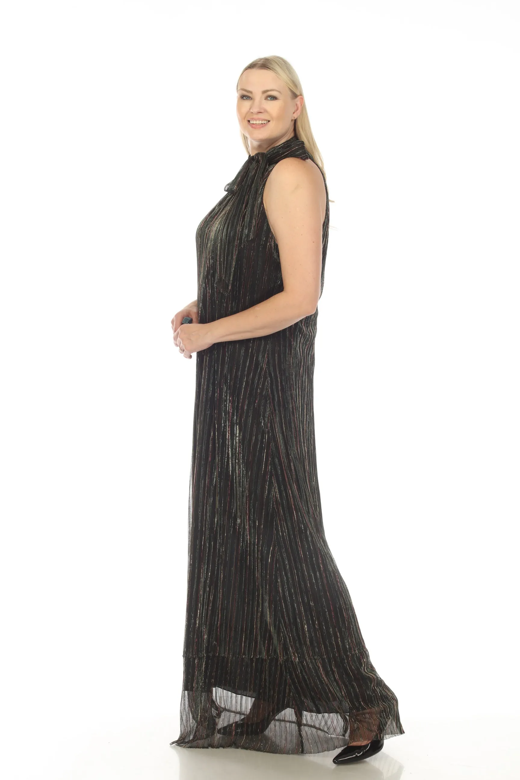 Johnny Was Love Moonstone Striped Halter Neck Tie Maxi Dress Boho Chic L32622-O