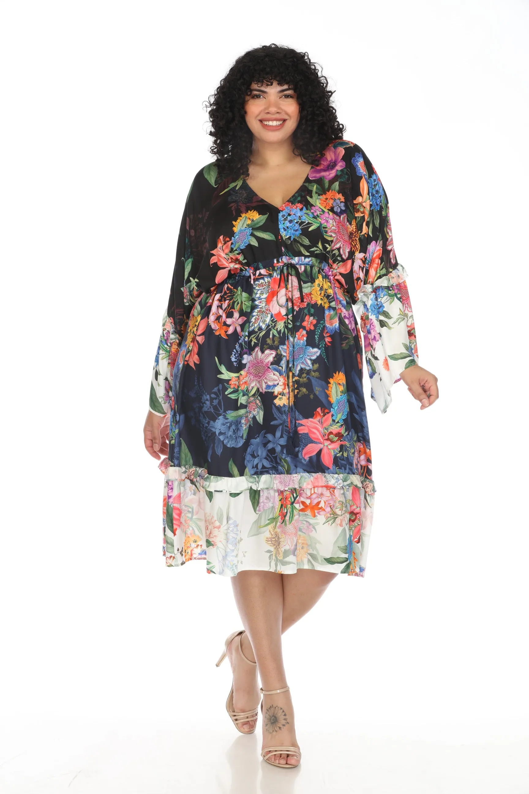 Johnny Was Neon Jungle Mix Tiered Swim Cover-Up Dress Plus Size CSW2824-JX