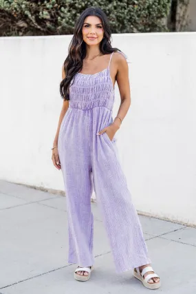 Jump For Joy Lavender Gauze Jumpsuit