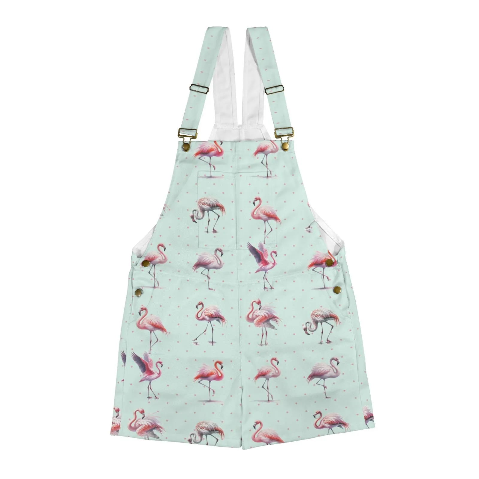 kemp flamingo print 2A Unisex Shorts Suspender Jumpsuit (Model L78)