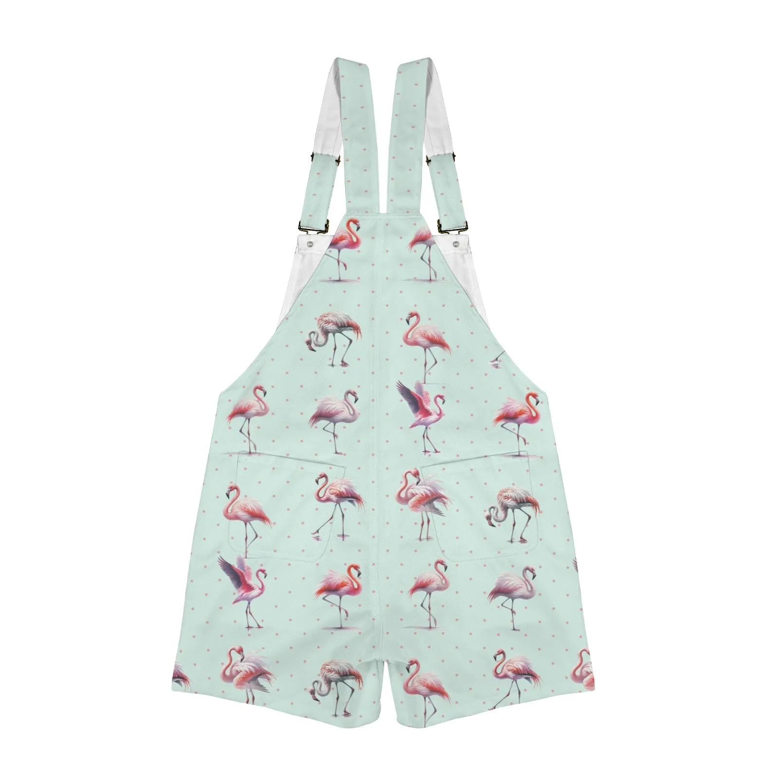 kemp flamingo print 2A Unisex Shorts Suspender Jumpsuit (Model L78)