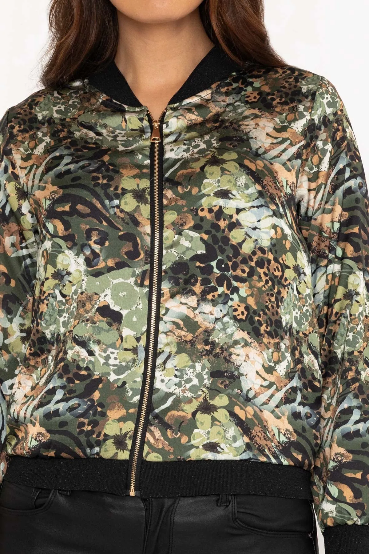 Khaki Printed Bomber Jacket