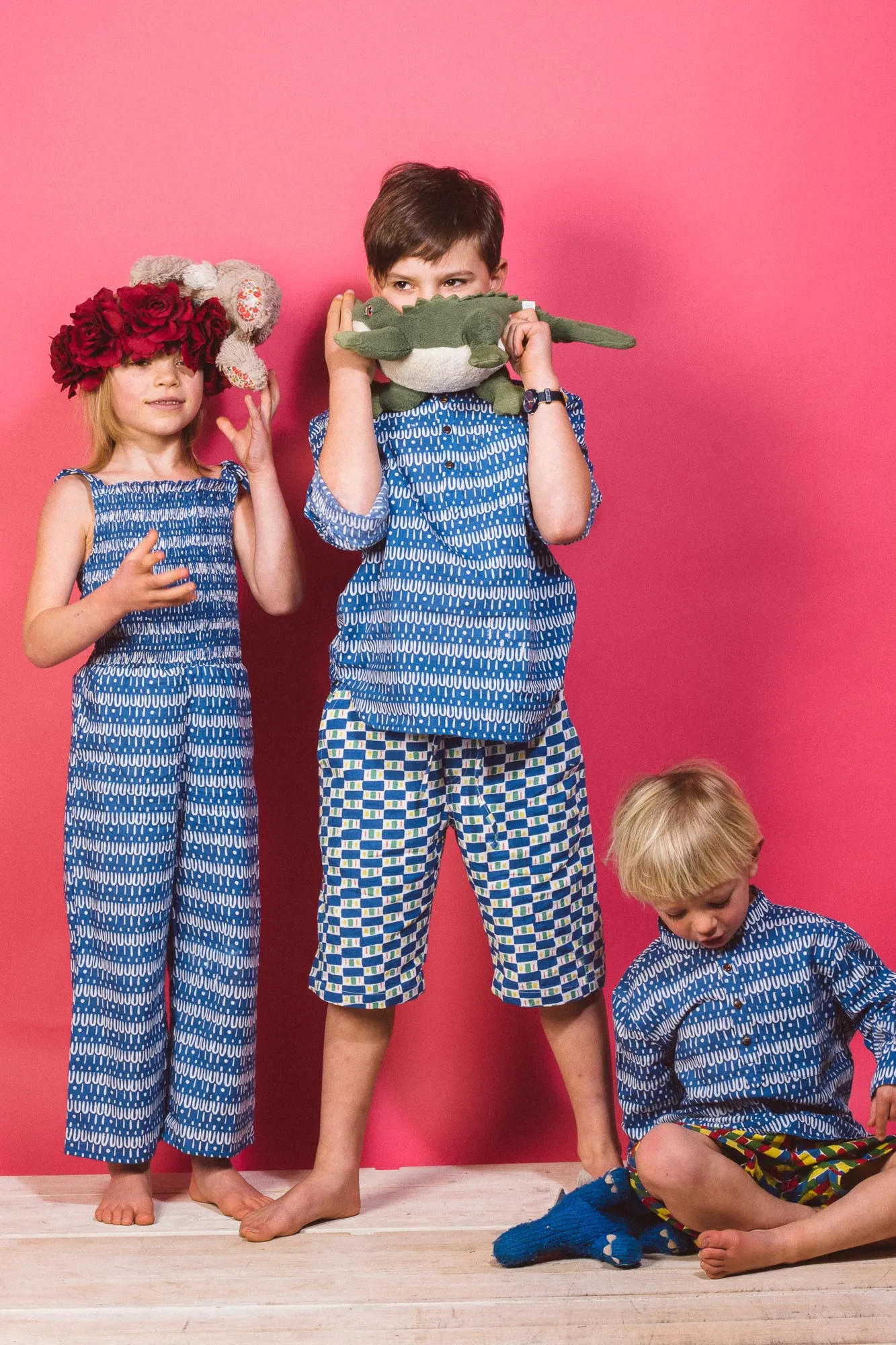 Kid's Jumpsuit in 'Scallop on Blue'