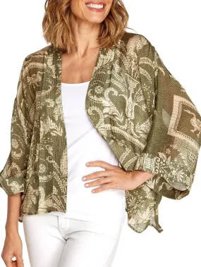 Kimono Jacket - Sage Damask