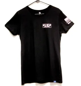 KING SHOCKS WOMEN BLACK CVC CREW TEE W/ PINK LOGO