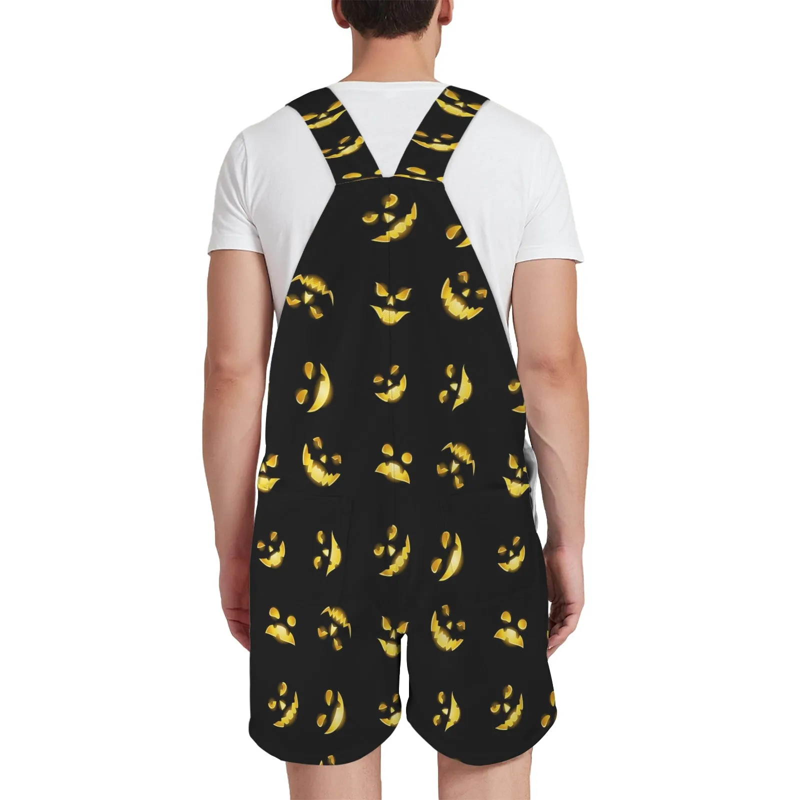 lantern jack o lantern print 2A Unisex Shorts Suspender Jumpsuit (Model L78)