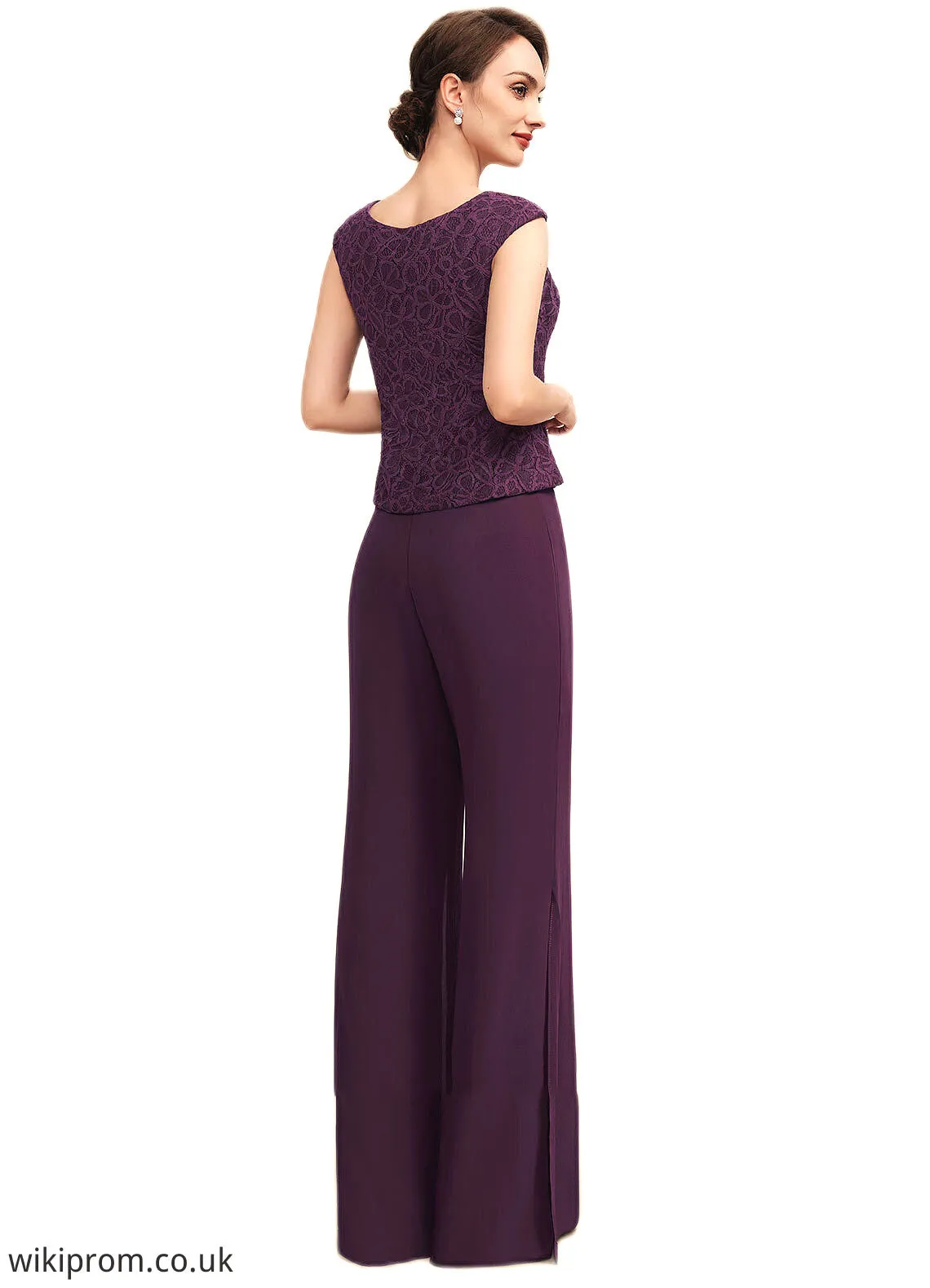 Lola Jumpsuit/Pantsuit Scoop Neck Floor-Length Chiffon Lace Mother of the Bride Dress SWK126P0014722