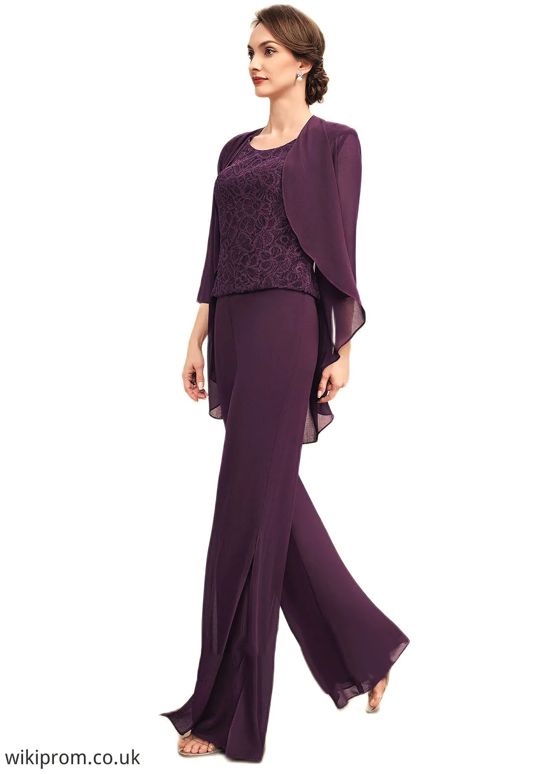 Lola Jumpsuit/Pantsuit Scoop Neck Floor-Length Chiffon Lace Mother of the Bride Dress SWK126P0014722