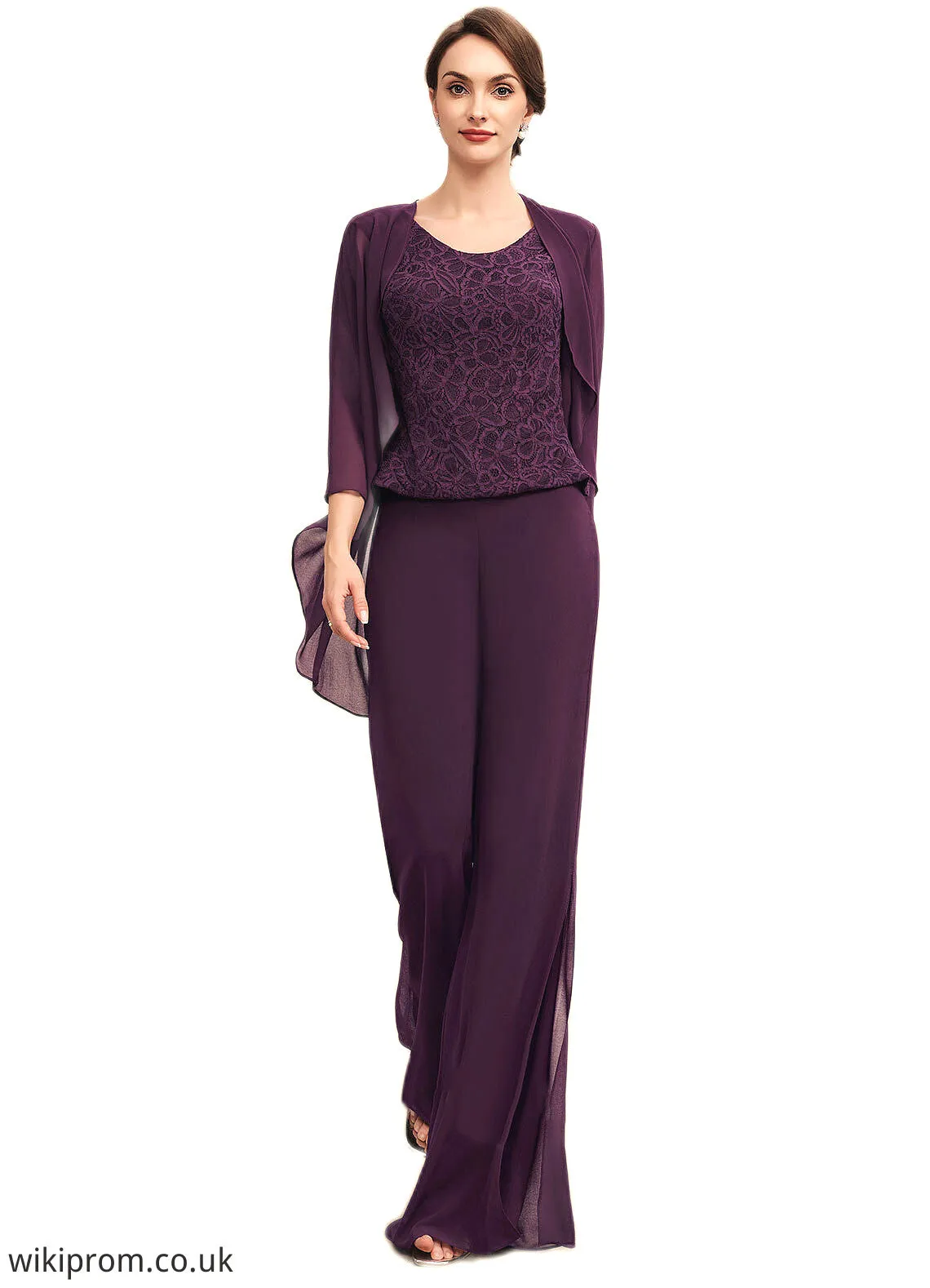 Lola Jumpsuit/Pantsuit Scoop Neck Floor-Length Chiffon Lace Mother of the Bride Dress SWK126P0014722