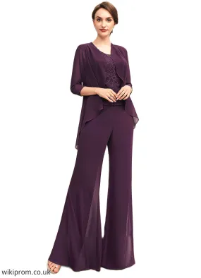 Lola Jumpsuit/Pantsuit Scoop Neck Floor-Length Chiffon Lace Mother of the Bride Dress SWK126P0014722